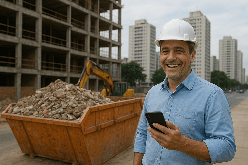 Pessoa feliz usando o app